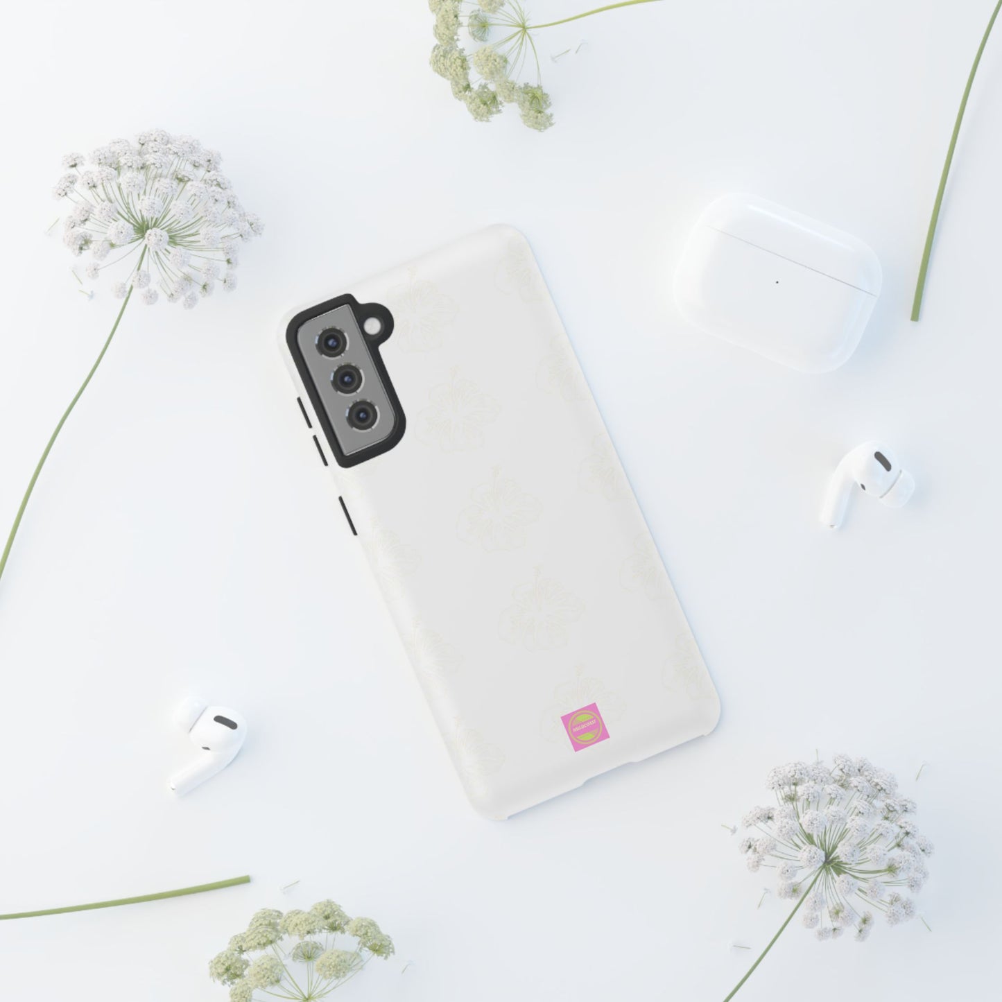 White Faded Hibiscus Phone case