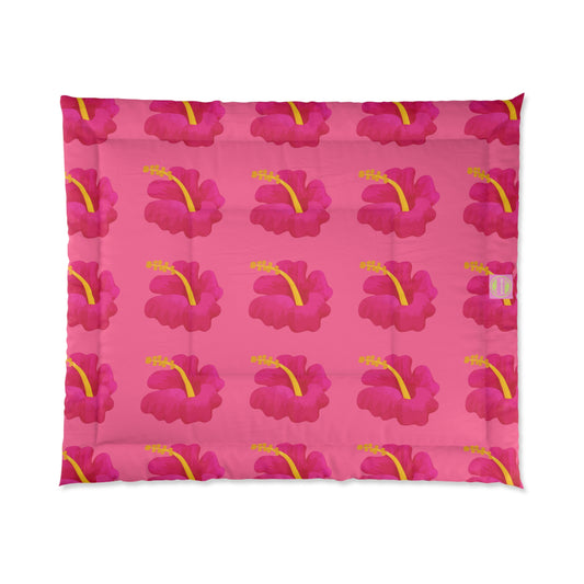 Pink Hibiscus Comforter