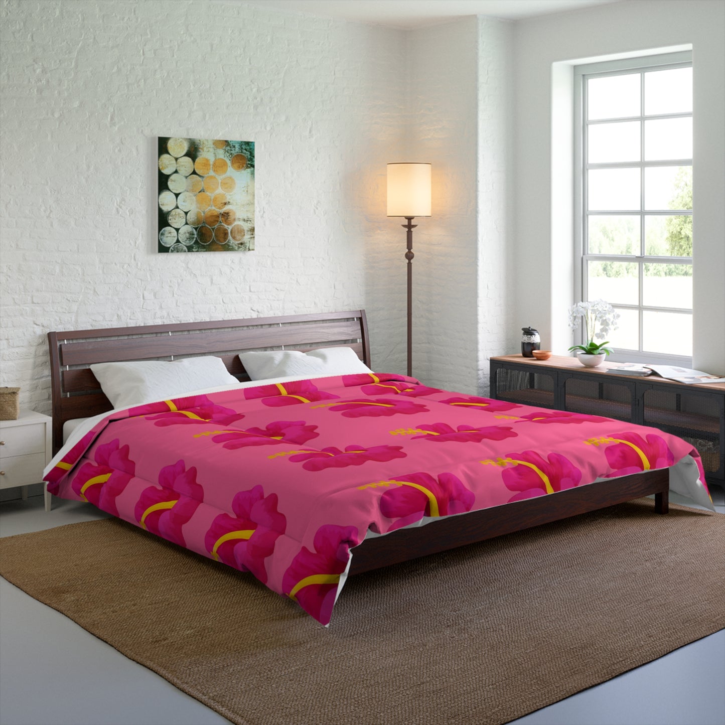 Pink Hibiscus Comforter